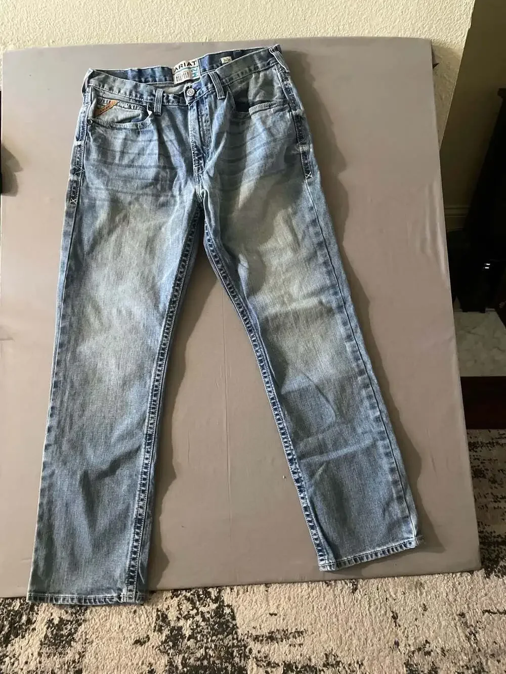 Ariat M2 Traditional Relaxed Boot Cut Jeans Light Wash Size 36x34